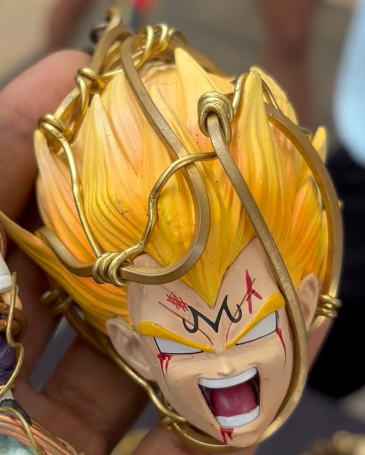 Majin Vegeta Head Necklace with Copper and Brass Accents
