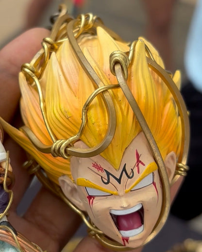 Majin Vegeta Head Necklace with Copper and Brass Accents