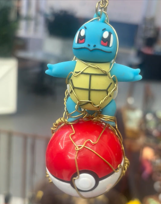 Squirtle Pokémon Ball Necklace with Brass Accents