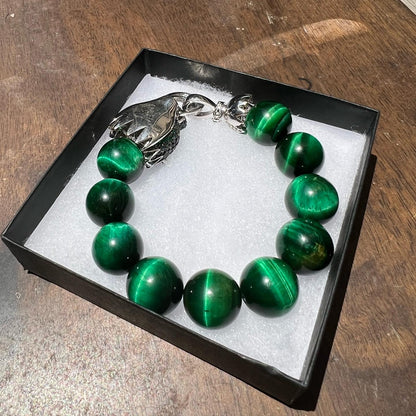 Tibetan Dragon Green Tigers Eye Bracelet
