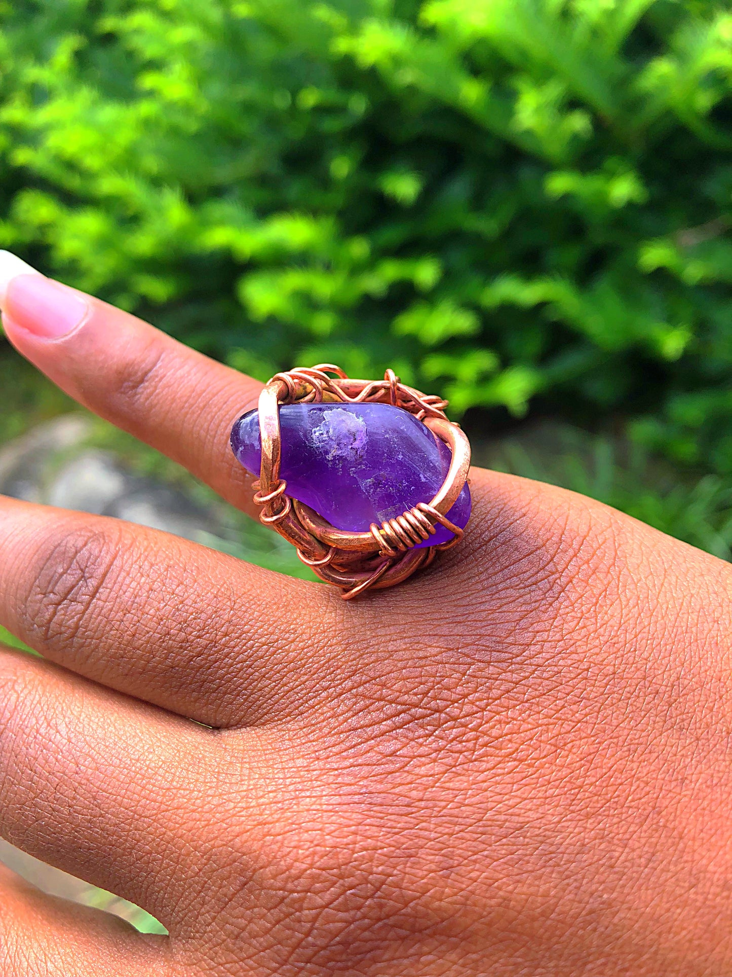 Amethyst Copper Necklace and Ring Set