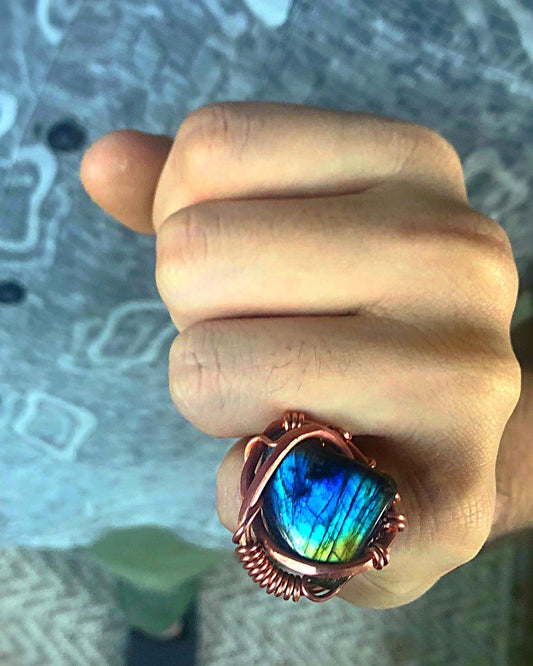 Labradorite Copper Ring