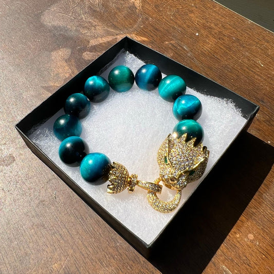 Tibetan Dragon Blue Tigers Eye Bracelet