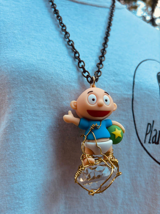 Tommy Pickles Rugrats Brass Faceted Cut Glass Diamond Necklace
