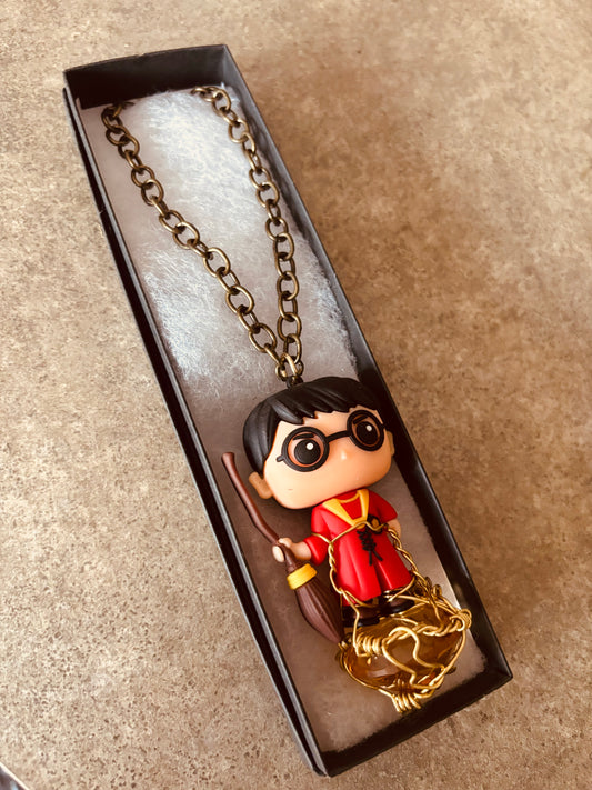Harry Potter Brass Faceted Cut Diamond Glass Necklace