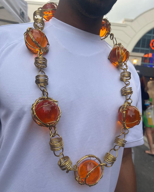 Orange Super 7 DragonBall Brass Necklace