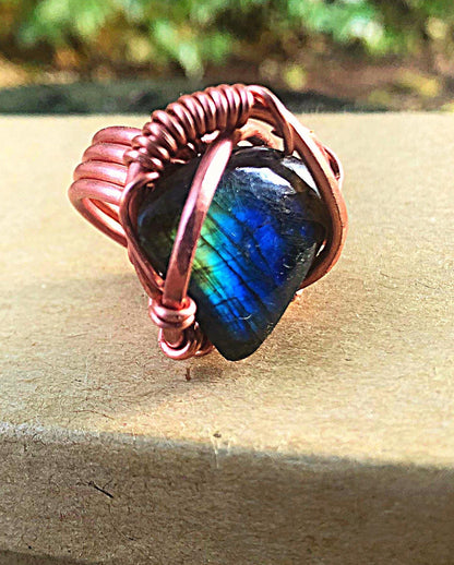 Labradorite Copper Ring