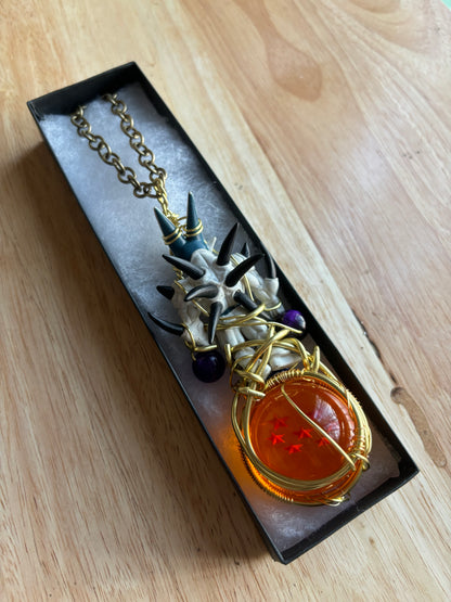 Shenron Good Luck Blessings Charm Necklace – Resin Dragon Ball & Brass