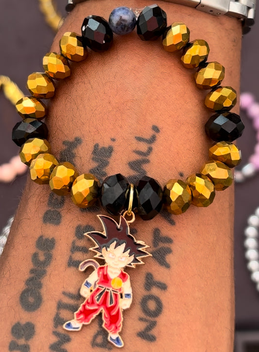 Kid Goku Faceted Onyx and Sodalite Bracelet