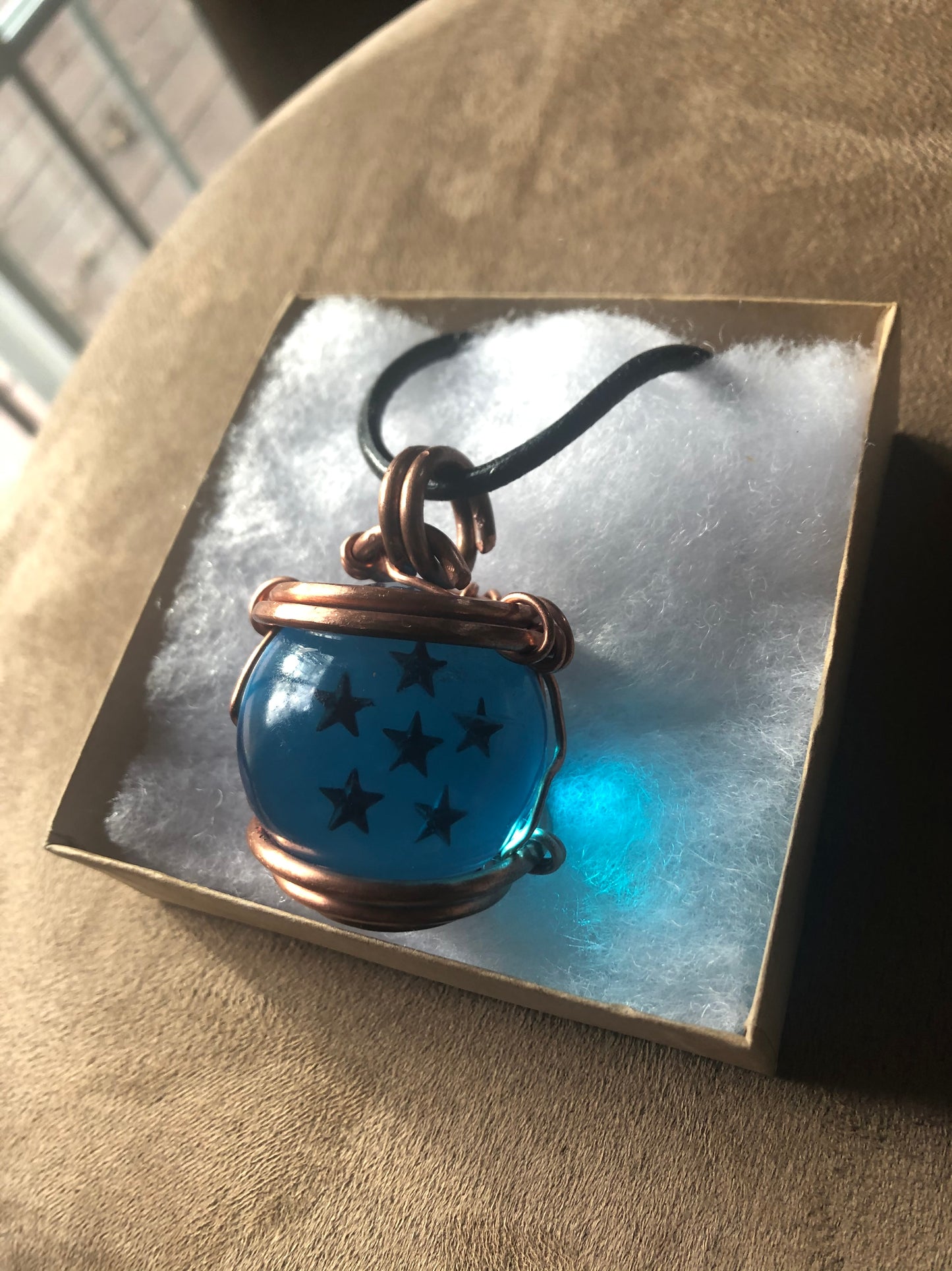 Dragon Ball Blue 6 Copper Necklace