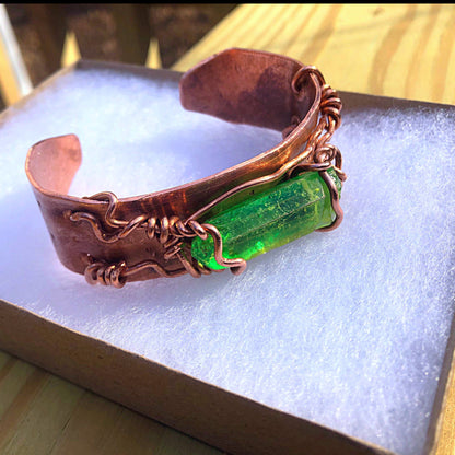 Green Apple Aura Quartz Cosmic Cuff