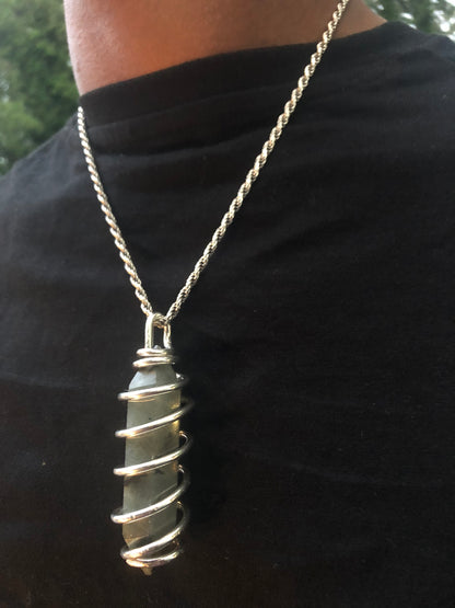 Sterling Silver Cage Labradorite Amulet (Small)