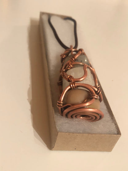 Rutilated quartz, Selenite & Tigers Eye Totem Crystal Amulet