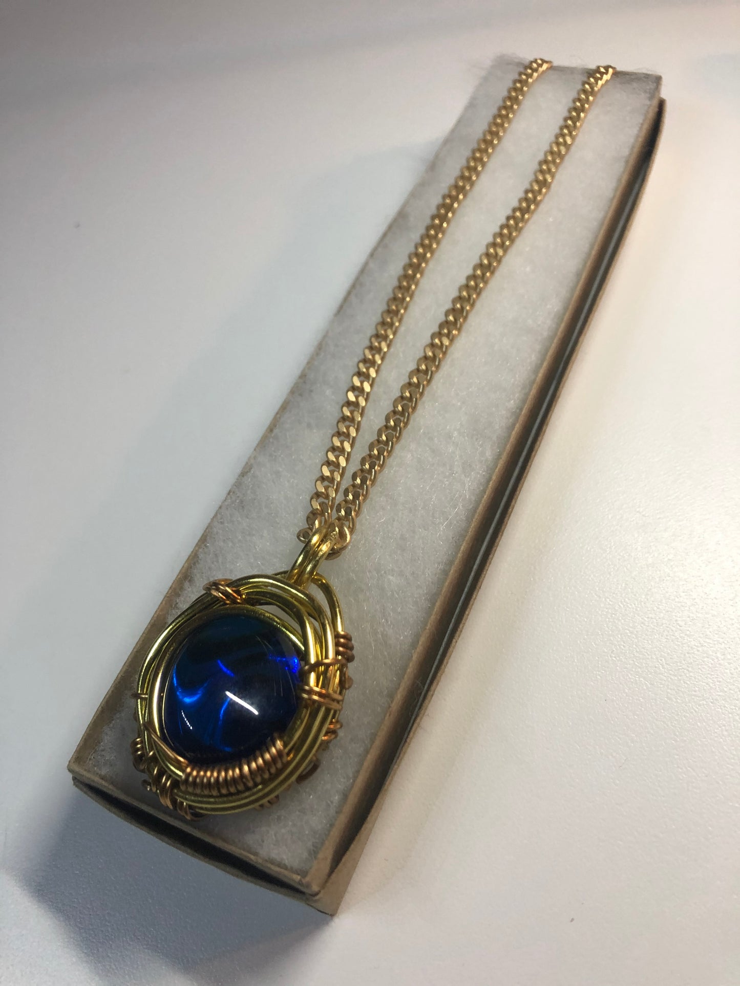 Indigo Blue Obsidian Brass Cuban Link Chain