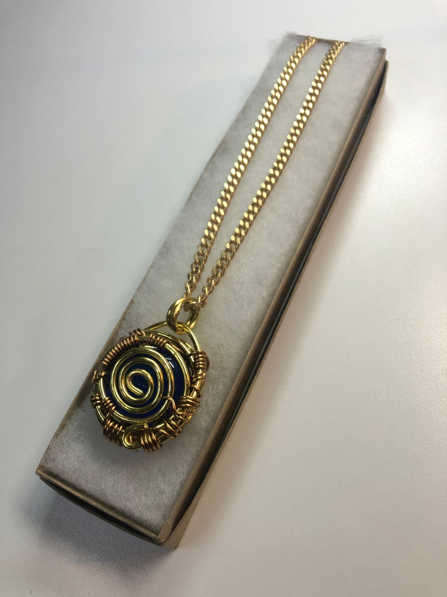 Indigo Blue Obsidian Brass Cuban Link Chain