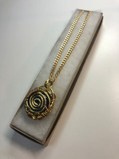 Indigo Blue Obsidian Brass Cuban Link Chain