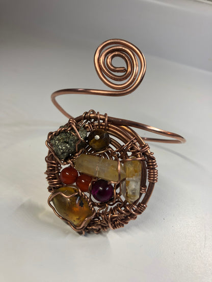 Chakra Multi Stone Copper Armlet