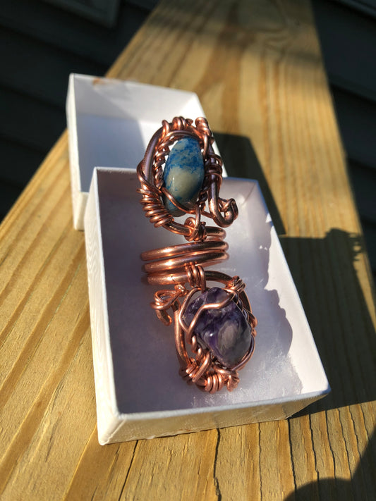 Double Stone Copper Ring