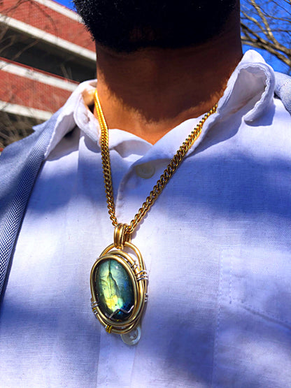 Labradorite Brass Amulet Chain