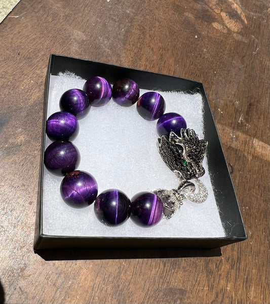 Tibetan Purple Tigers Eye Dragon Bracelet