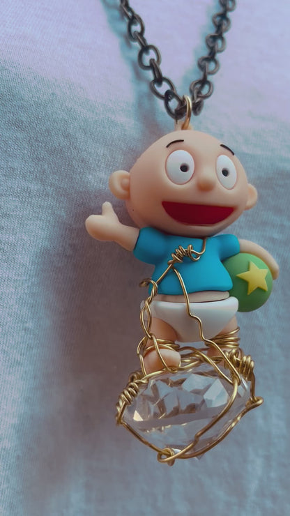 Tommy Pickles Rugrats Brass Faceted Cut Glass Diamond Necklace