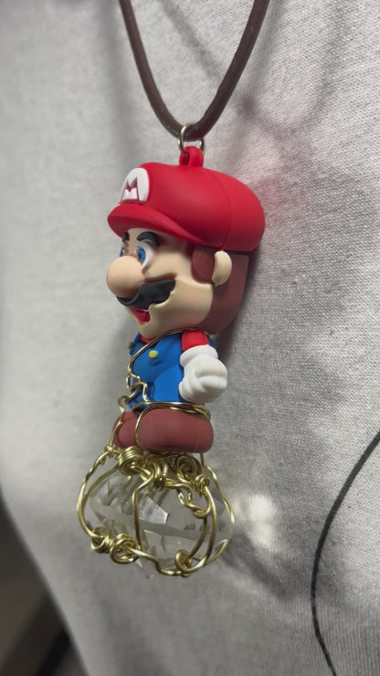 Super Mario Brass Diamond Glass Necklace
