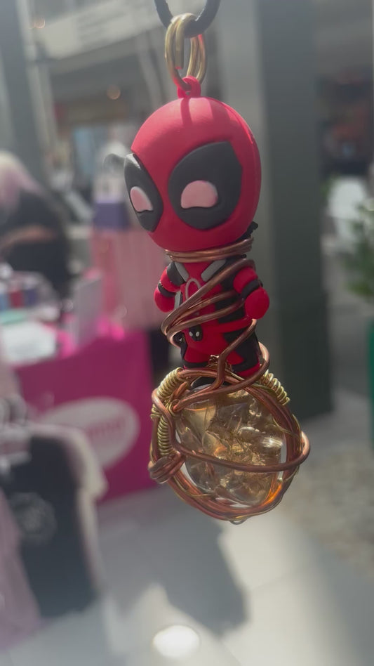 Deadpool-Inspired Citrine with Brass and Copper Necklace