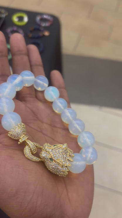 Opalite and Tibetan Dragon Charm Bracelet